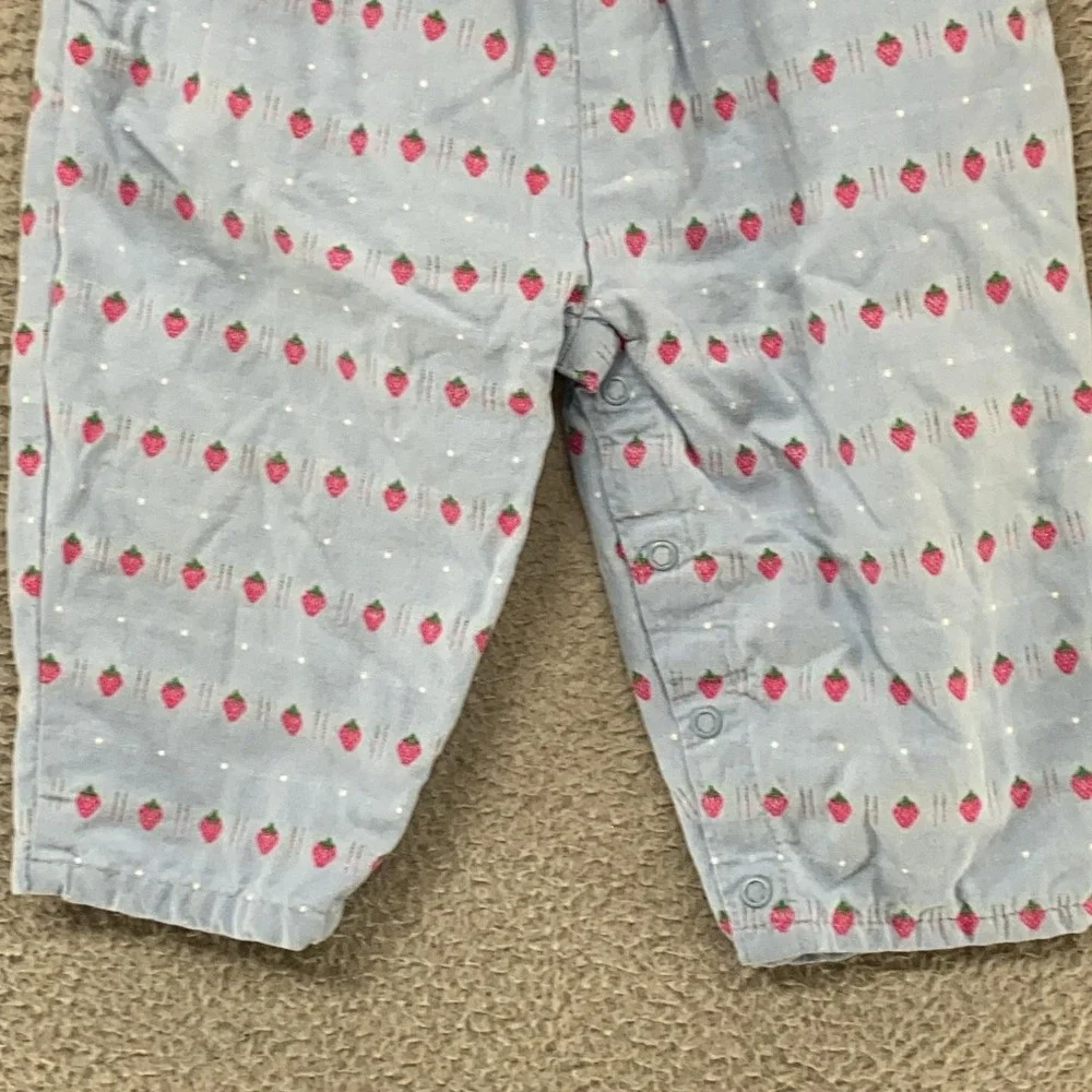 Vintage OshKosh B'gosh Overalls Girls 2T Strawberry Dot Print Vestbak 90s